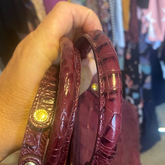 Brahmin Deep Purple Crocodile Embossed Satchel - Picture 8 of 14